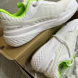 Under Armour Project Rock BSR 5 White Lime Green Gym Shoes Womens Size 7